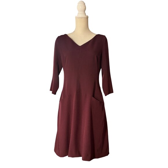 M.M. Lafleur The Alexandra 2.0 Dress in claret dark red size 14 career v-neck - Picture 3 of 10